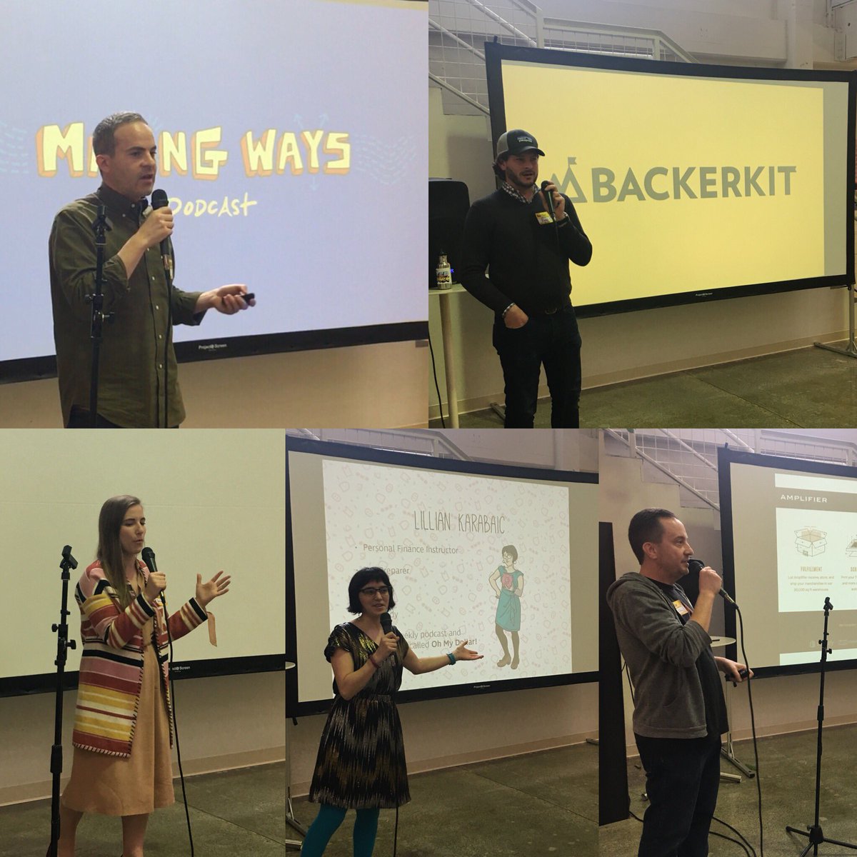 Second round of mini talks at #backerkitbond office hours were fantastic! Thanks <a href="/therobgoodman/">rob goodman</a> therobgoodman from <a href="/making_ways/">Making Ways: The Art of Music</a>, Joel Bush from <a href="/amplifierinc/">Amplifier</a>, <a href="/jessegenet/">Jesse Genet</a> from <a href="/Lumi/">Lumi</a>, <a href="/anomalily/">Lillian Karabaic</a> from <a href="/ohmydollar/">Oh My Dollar!</a>, and our very own @rypacl from <a href="/BackerKit/">BackerKit</a> <a href="/backerkitbond/">Bond</a>