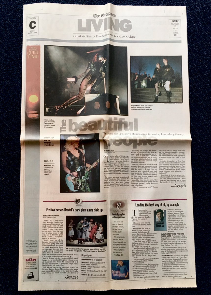 From <a href="/robertkelder/">Robert K. Elder</a> in <a href="/Oregonian/">The Oregonian</a>: "The crowd eats up <a href="/marilynmanson/">Marilyn Manson</a> and jilts <a href="/Courtney/">Courtney Webb</a>, who quits early