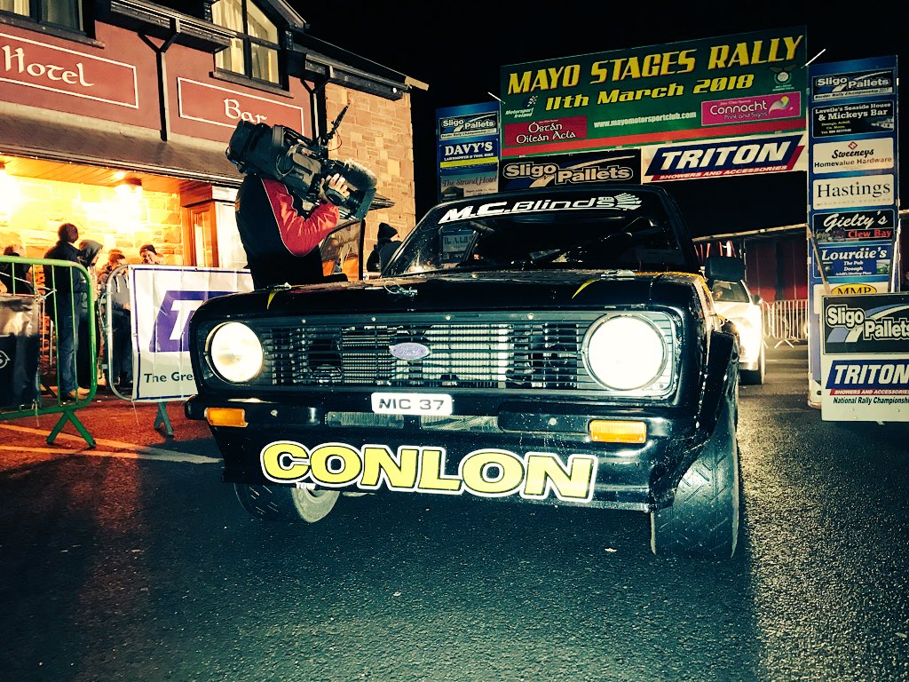 FlyinFinn's tweet photo. Last years winner of @Border_Rally Mickey Conlon crosses the Start Ramp @MayoMotorClub earlier this evening. Best of luck to all crews #IrishRallying https://t.co/NlKkWiC5px