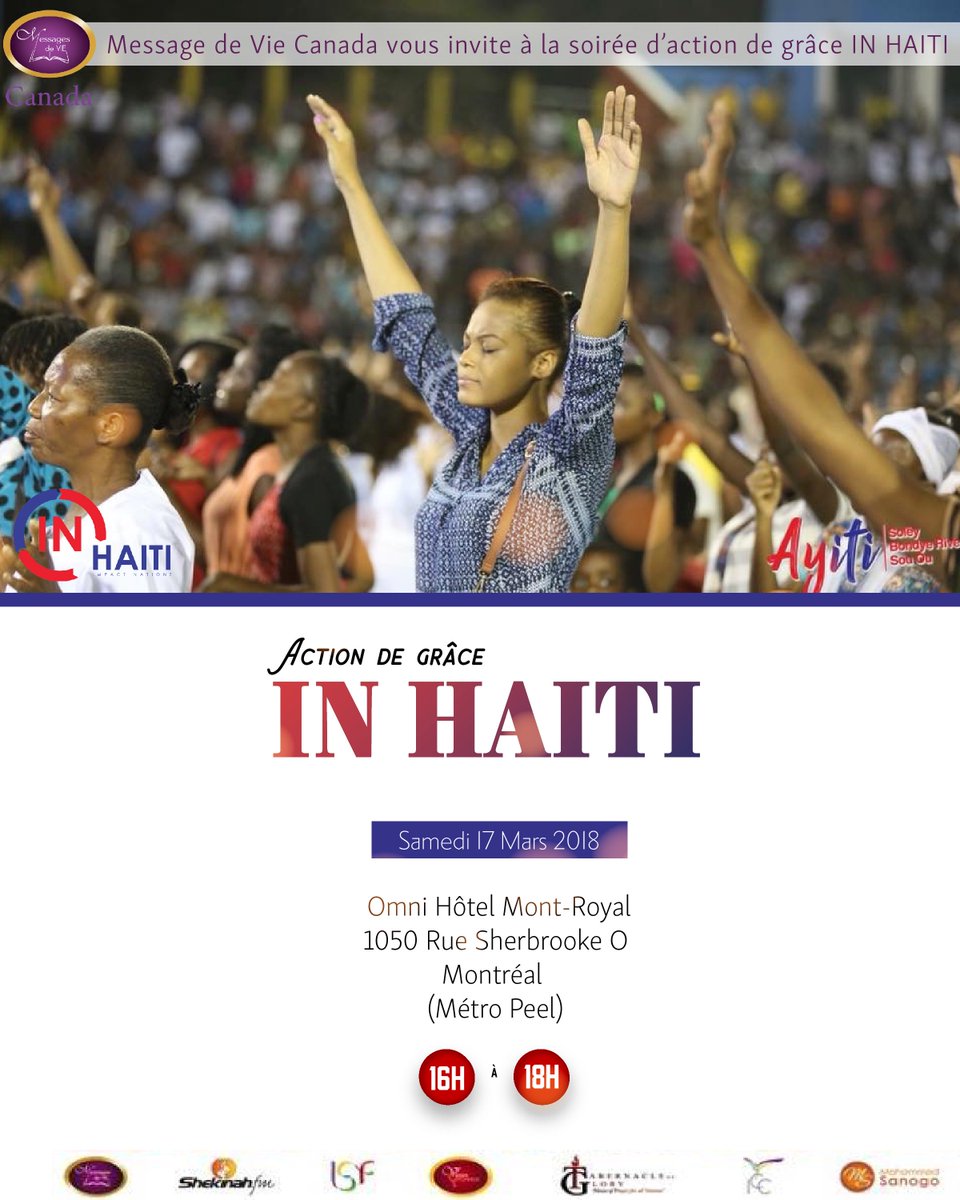 mdviecanada's tweet photo. Venez Célébrons ensemble les bienfaits du Seigneur pour la campagne In Haïti. Rendez vous le Samedi 17 Mars à Montréal. https://t.co/GO3EUggBFE