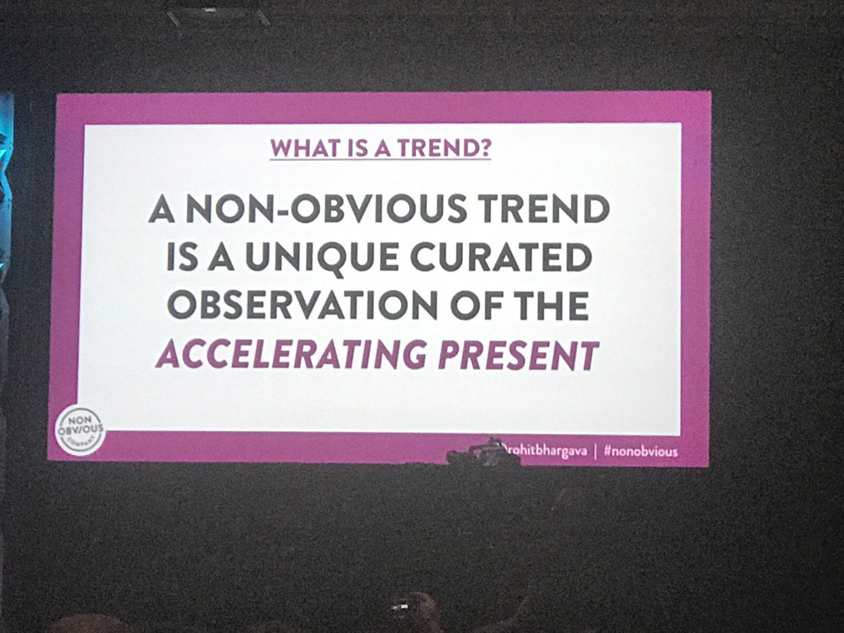 RAPP_NY's tweet photo. Day2 here @ #SXSW2018 listening to the 7 non-obvious #trends for 2018. Interesting definition of a trend, grounded in belief that value is not from trend spotting but trend #curation. Aligns w/ &amp; validates same thinking we've been sharing w/client #CMOs lately @ #rappnyc @RAPP https://t.co/mU6mScsm6B