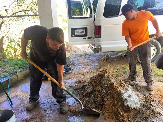 Volunteers Matt and Jason mixing concrete to raise the floor of the preschool! ift.tt/2oyUOFv