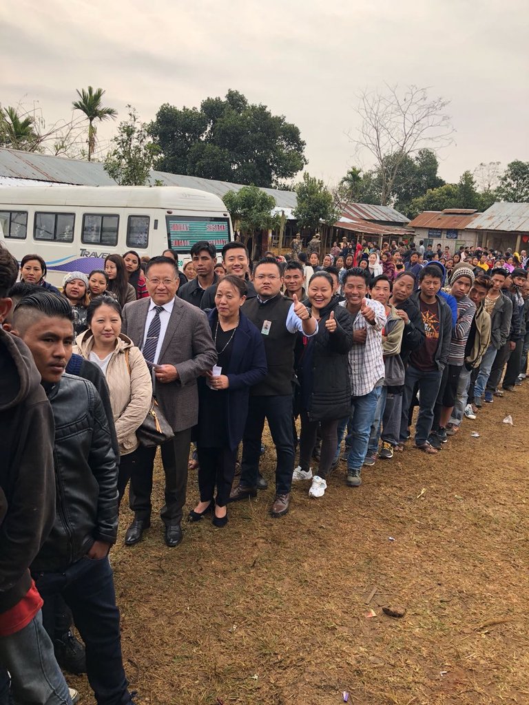 WeTheNagas's tweet photo. As Nagaland goes to poll today, Nagaland Chief Minister Shri. T.R. Zeliang waits in que to cast his vote. https://t.co/X7BULEb7Xx