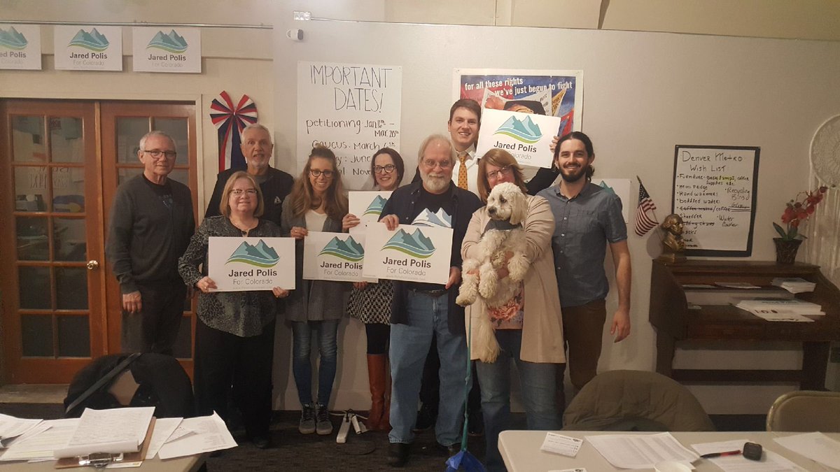 AlecGarnett's tweet photo. Caucus is around the corner. Phoning for Polis tonight! @RepJaredPolis #copolitics #caucus2018 https://t.co/uQVIi3yQ6g
