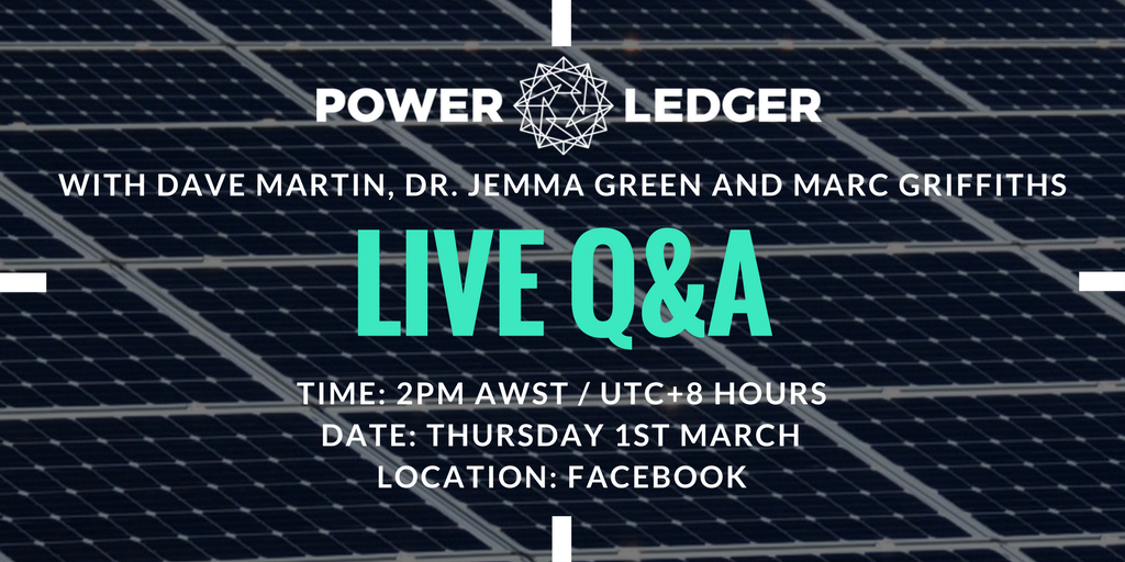 Powerledger_io's tweet photo. Our next AMA session is this Thursday. Join MD @DavdMartn, co-founder and chair @msjemmagreen and CTO Marc Griffiths to have your Power Ledger questions answered live. https://t.co/BgwYhKxISd