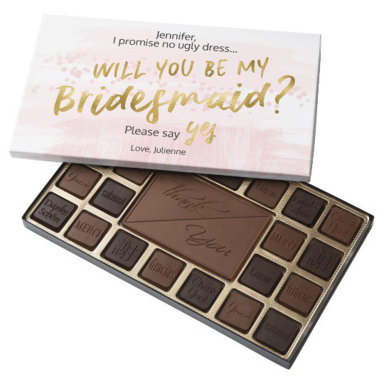 Ask your girls in style with this custom chocolate box filled with 100% premium Belgian chocolate
#wedding #bridesmaid #bridesmaidgift #bridesmaidproposal #zazzle zazzle.com/z/oz07y?rf=238…