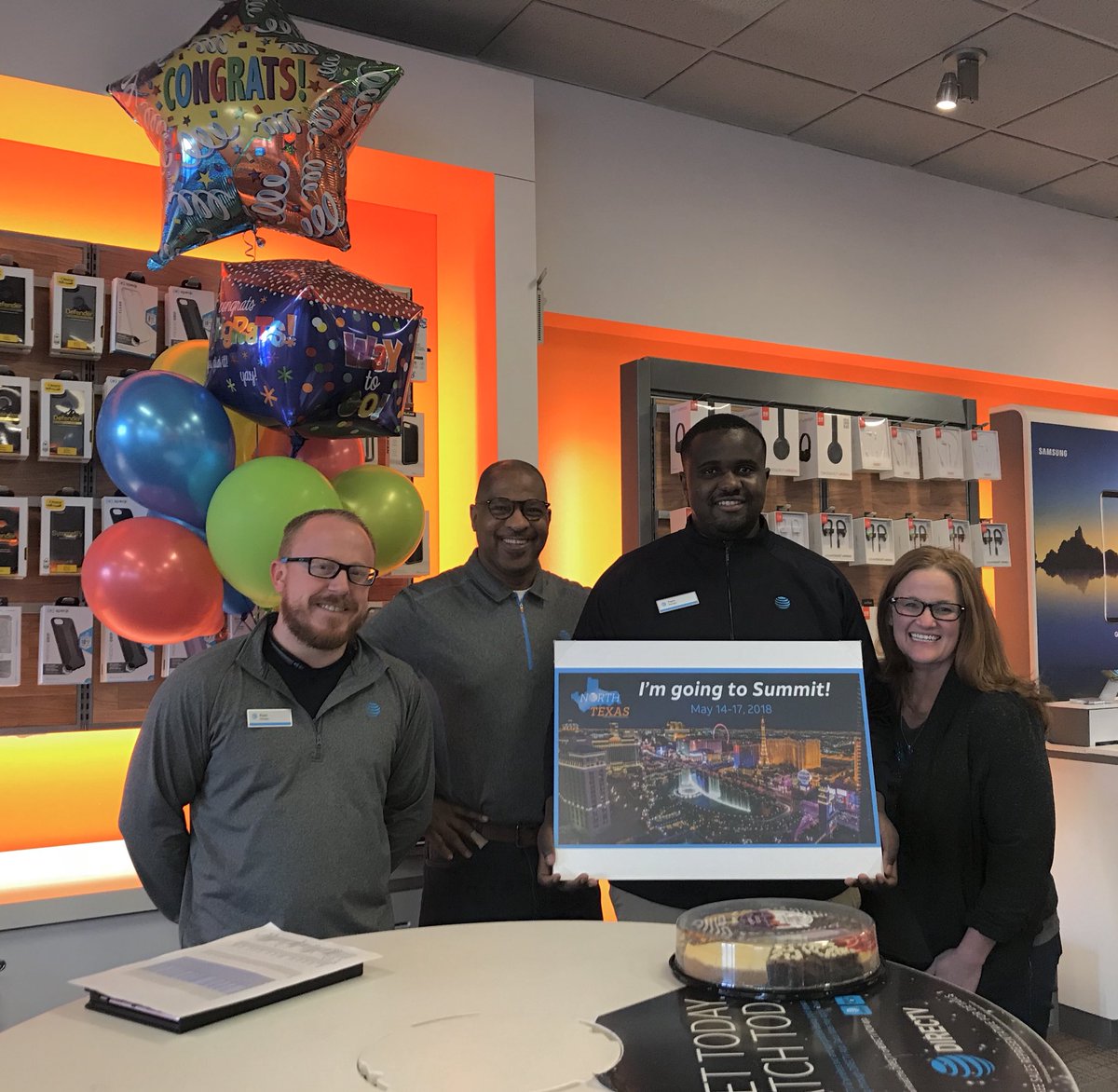 AmberC_Rendon's tweet photo. A-Team is so excited to celebrate the success of Papa Falls as he gets ready to join the elite group of winners attending the AT&amp;T Summit trip in Vegas this year!!!                      #LifeAtATT #WeAreNTXDynasty https://t.co/A3aWeXBW7l