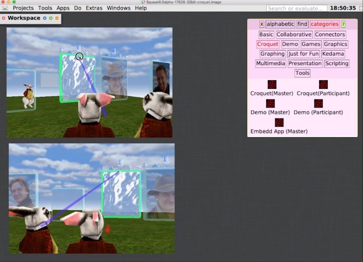 nsuslovi's tweet photo. While anticipating the new Squeak 6 release, experimenting with Open Croquet loaded onto latest version https://t.co/FgmK5c6OiS #squeak #opencroquet #smalltalk https://t.co/W0gb6cw6ky