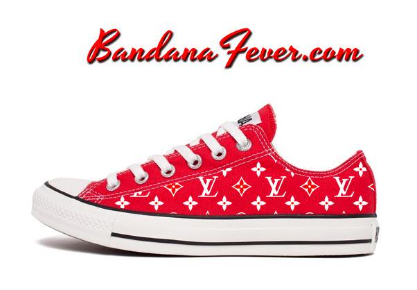 Hottest Custom Sneakers on X: Custom Supreme LV Converse Shoes Low Red,  #fashion, #style, #supremelv, #Design, by Bandana Fever   #byBandanaFever #Hypebeast   / X