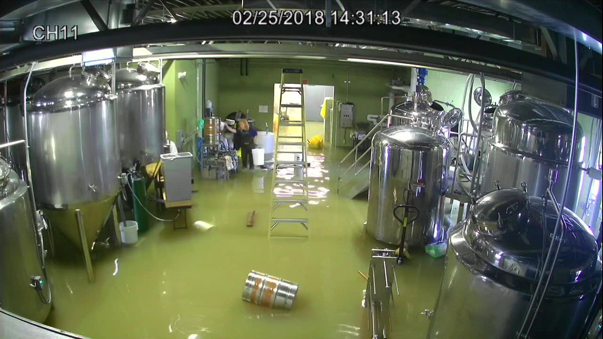 Local12's tweet photo. The new @13BelowBrewery is below 13 inches (roughly) of Ohio River water thanks to the floods https://t.co/DE0NoQWvW5 @CrimestopperDeb reports https://t.co/dFCpUH2Eob