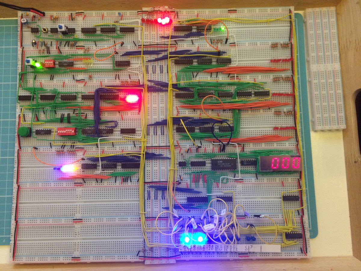 ukanalyst's tweet photo. My daughter and I partially completed the Control Logic for our @beneater #BreadboardComputer at the weekend ... exciting times! https://t.co/SMaT3e5a6o