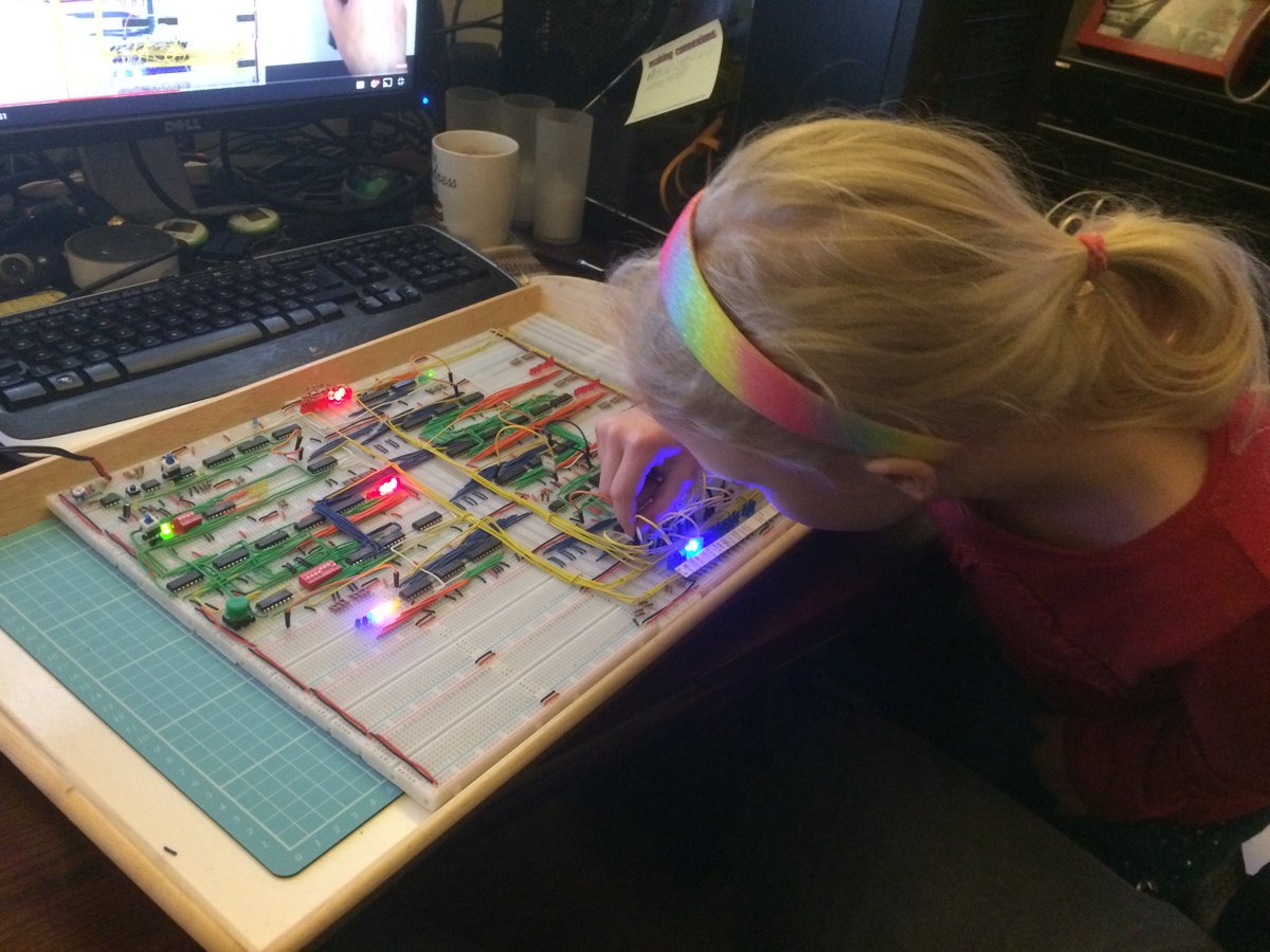 ukanalyst's tweet photo. My daughter and I partially completed the Control Logic for our @beneater #BreadboardComputer at the weekend ... exciting times! https://t.co/SMaT3e5a6o