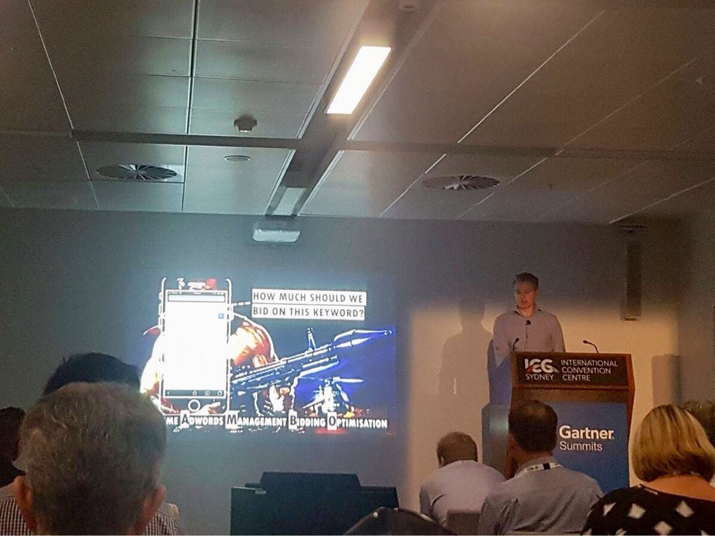 Our GM of Analytics <a href="/gruebz/">Tony Gruebner</a> presenting at Gardner Data &amp; Analytics Summit on Sportsbet’s journey as we evolved our structure to enable enterprise-wide focus on #personalizedCX #DataCentricity 
#GartnerDA  
chiefdataanalyticsexchange.iqpc.com.au/tony-gruebner-…