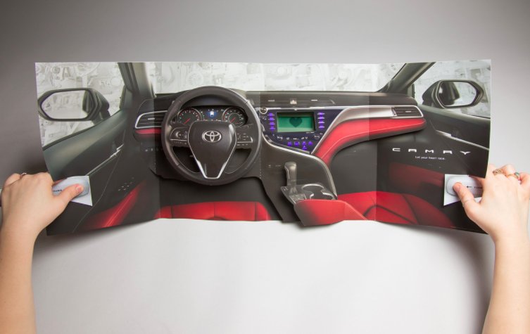 creativitymag's tweet photo. .@Toyota's pop-up ad of a Camry's dashboard also has new-car smell. https://t.co/GTxgBPvINY https://t.co/XKm94snAqR