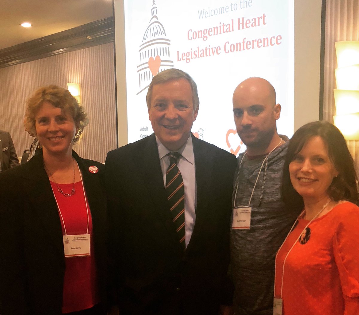 conqueringchdva's tweet photo. So grateful for @SenatorDurbin for coming to the @PCHA_CHD @ACHA_Heart @TheCHF reception to share his story of being a CHD parent which lead to the great work done through the Congenital Heart Futures Act. #CHDAdvocacy #chdcare4life #ConquerCHD https://t.co/wDqRazeAy8