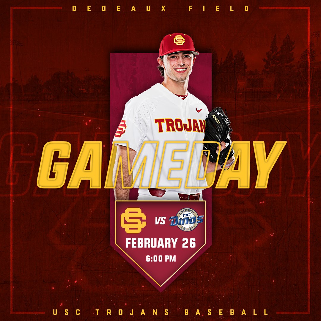 USC_Baseball's tweet photo. The action continues at Dedeaux tonight with an exhibition game against the @ncdinos_cast at 6 pm. Follow along here on Twitter for in-game updates. #FightOn https://t.co/WVCG7p1N9a