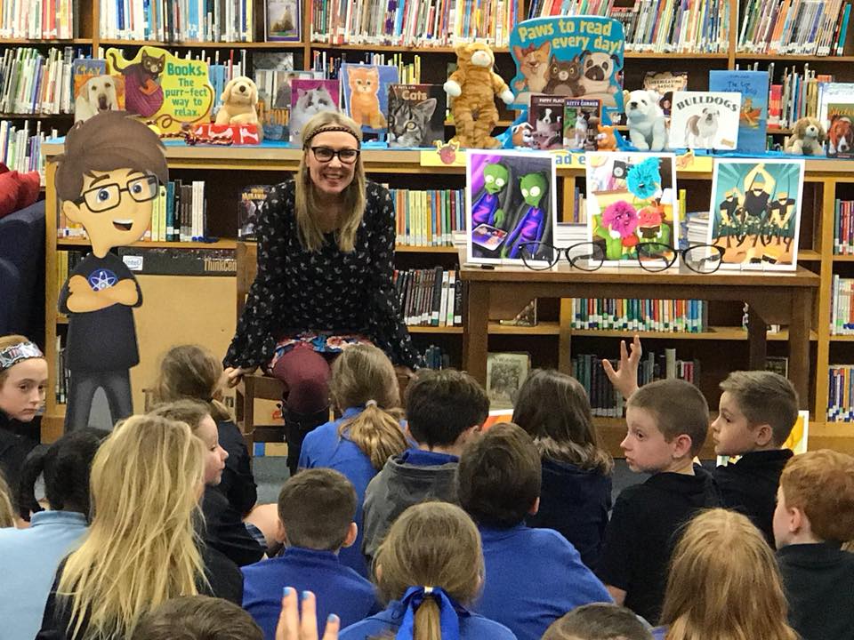 LittleBigBenny's tweet photo. We had fun hanging out at Goodpasture today for #ReadAcrossAmerica week. Katie read from our books and then answered questions in a Q&amp;A. These kids are sharp! https://t.co/lWFRSkQywq