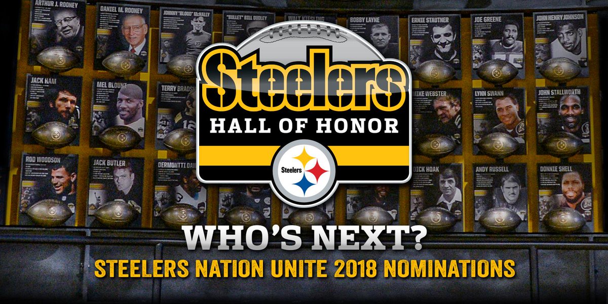 SteelersNationUnite (@steelersunite) on Twitter photo This week, we're giving away a football signed by Hall of Famer Mel Blount! Make a nomination for the <a href="/steelers/">Pittsburgh Steelers</a> 2018 #HallOfHonor class to be eligible for a chance to win.
NOMINATE | stele.rs/pYlXjK This week, we're giving away a football signed by Hall of Famer Mel Blount! Make a nomination for the <a href="/steelers/">Pittsburgh Steelers</a> 2018 #HallOfHonor class to be eligible for a chance to win.
NOMINATE | stele.rs/pYlXjK
