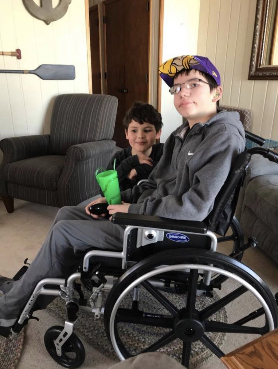JessiSchoeberl's tweet photo. So do I have any Twitter friends that can make my buddy Braden’s wheelchair a little cooler?!? He loves the @Vikings and the @mnwild !!! Anyone?!? @Chris_Hawkey @MarkDParrish @nacholeber @CarlyAplin 
It would make his day! He was recently diagnosed with a rare form of MD https://t.co/WHRcfEj29e