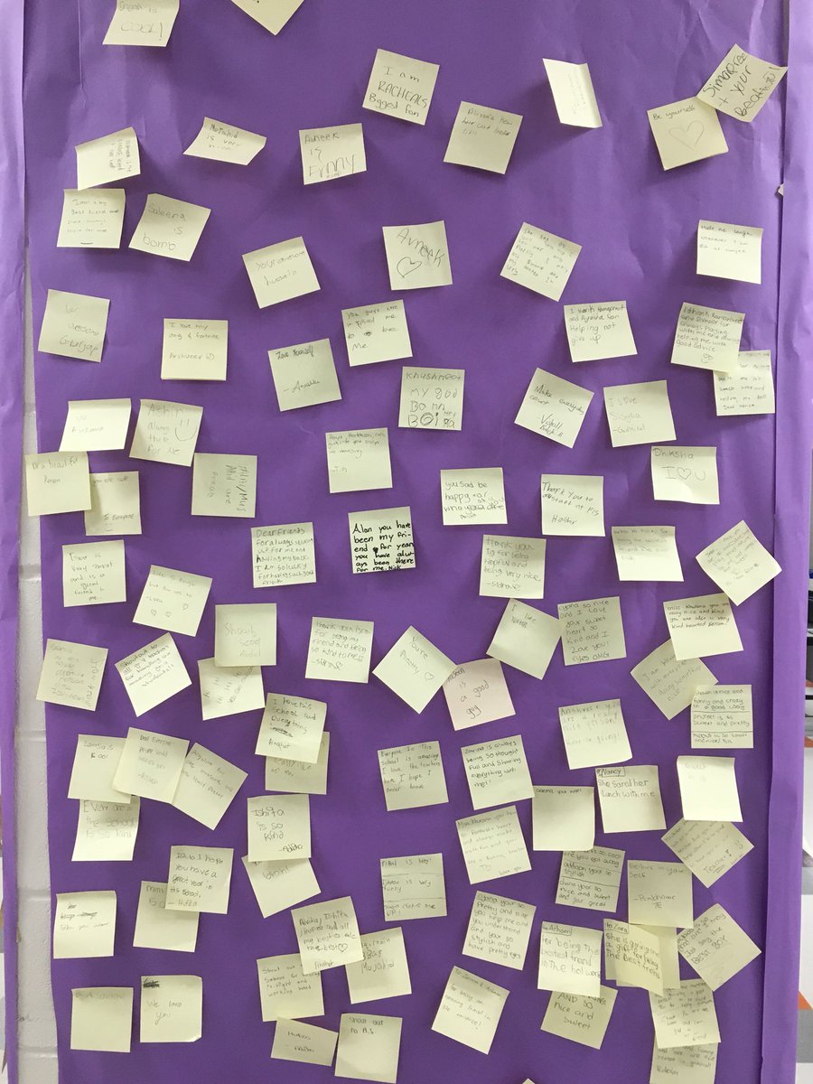 PLougheedCBE's tweet photo. Day 1 of Kindness Week @PLougheedCBE! Kindness challenge today was to give a member of our school community a positive โshout outโ #gothunder #kindnessrocks #needmorepostitnotes https://t.co/2oUiqollnO