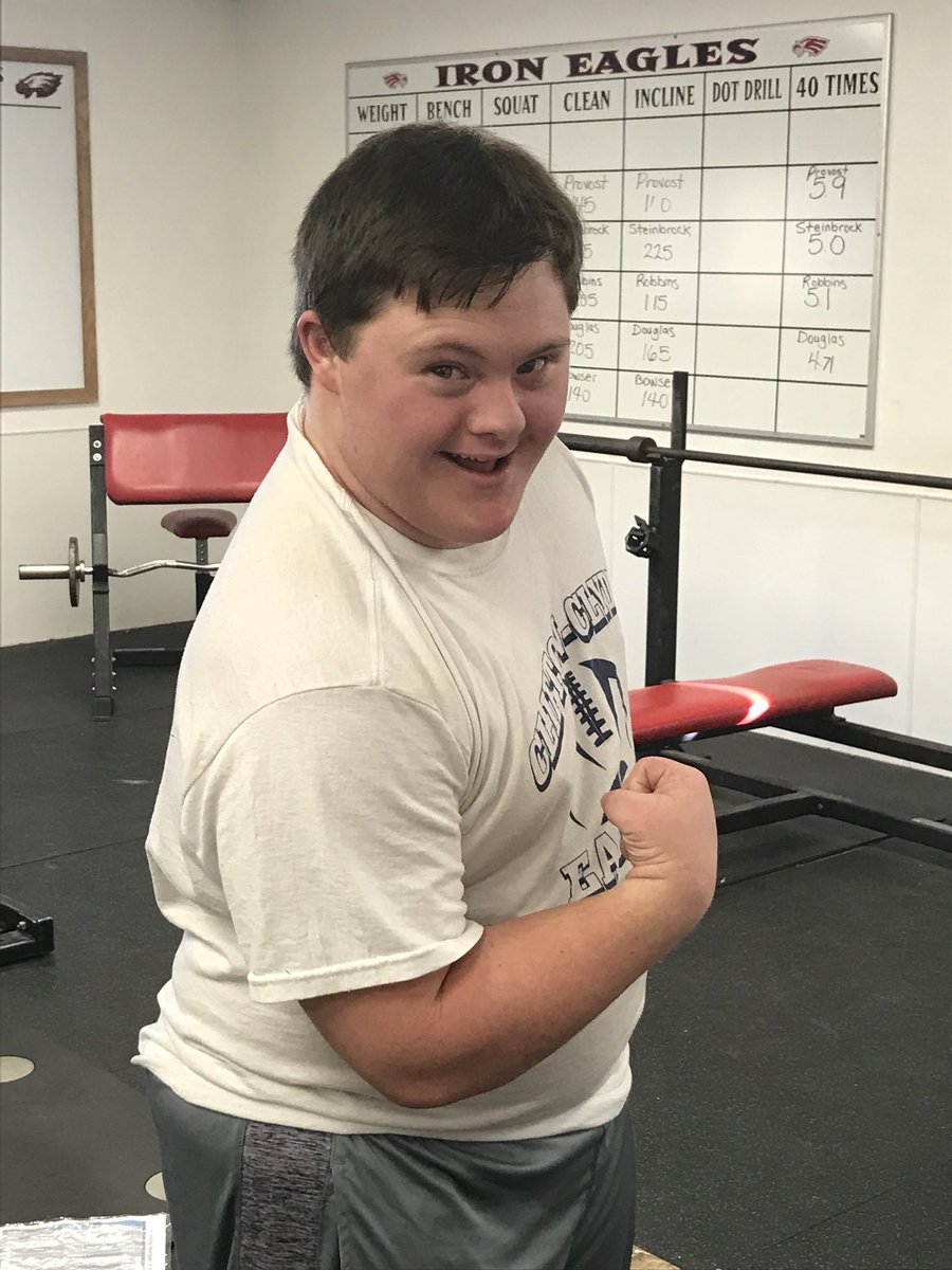 coachsteinbrock's tweet photo. Sr. Homecoming King/4 year football player Ian is getting ready for his 1st Special Olympics Lifting competition of the year. Show him some ❤️ and hit the retweet! https://t.co/NlsCHAz01Y
