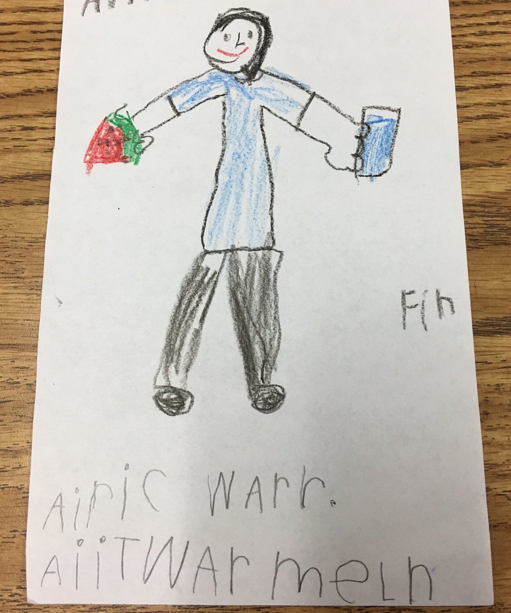 S_Dettmers5's tweet photo. Watching my student write, in a second language, using letter sounds brought me JOY today! #CFISDTWITTLESBILPK1 https://t.co/aMrZto1bTs