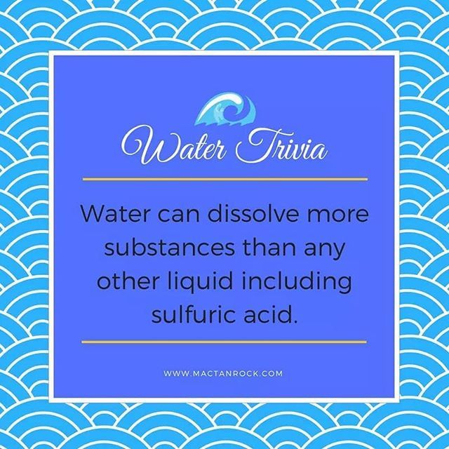 MactanRock's tweet photo. Water Trivia: Water can dissolve more substances than any other liquid including sulfuric acid. #watertrivia #waterquality #waterprovider #watersupply #waterislife #watersupplier #waterservices #watersolutions #watertreatment #watermanagement #triviatuesโฆ https://t.co/Fyhn8QM7Xx https://t.co/p3uLKysaEN