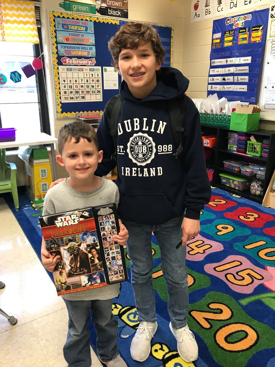 gcaramsms's tweet photo. It’s always nice to have MS students willing to step up and serve as a guest reader in our LS classrooms. #gcaramsms https://t.co/M9cjw6Mjs5