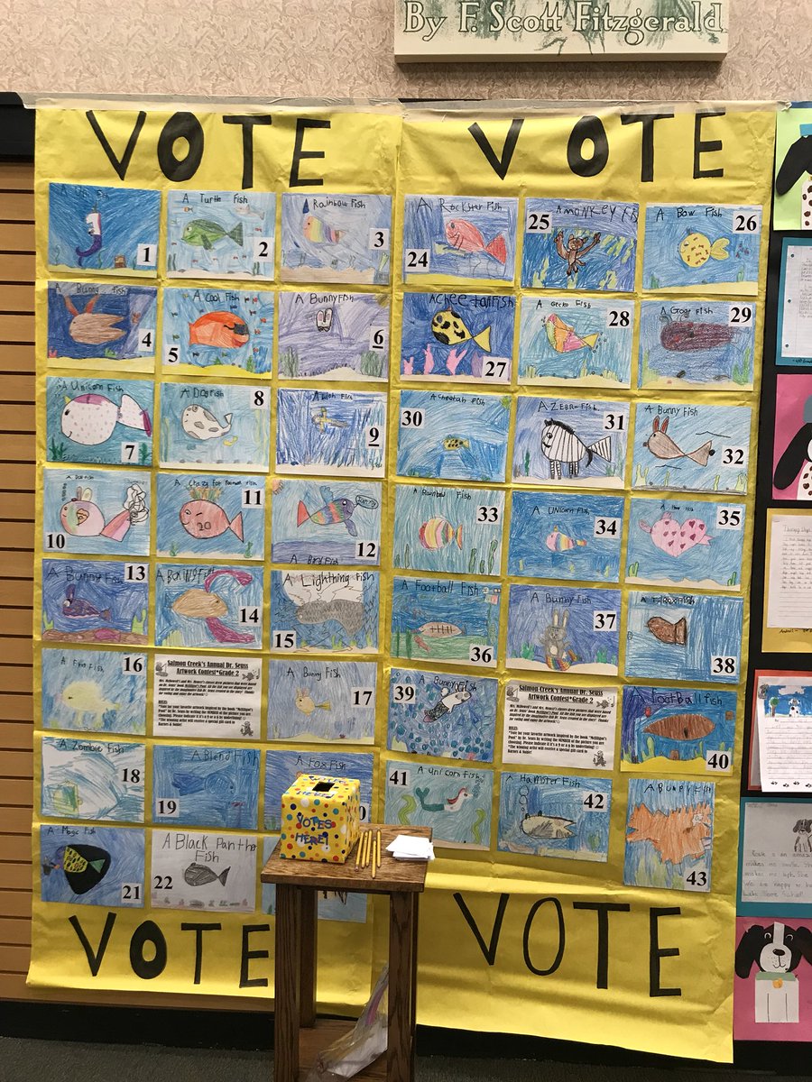 BrieMeucci's tweet photo. Second grade artwork on display at Barnes and Noble for Dr. Seuss’ birthday! It’s a contest so if you’re in the store this week (4th Plain location in Vancouver), stop by and vote for your favorite! The kids are excited to see who wins! @KatieMcD2208 #HuskeyLearning https://t.co/TJbfmcGFDi