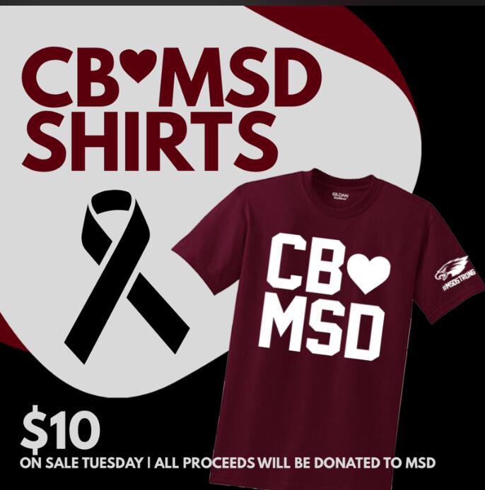 cbhssga's tweet photo. Selling CB 🖤 MSD shirts starting tomorrow! Each shirt is $10 and all proceeds go directly towards Stoneman Douglas!! https://t.co/3aZKT9K5Gh