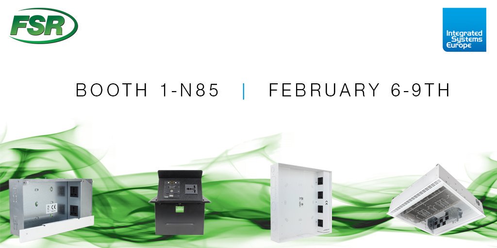 globalAVnetwork's tweet photo. @FSR_Inc showed their AV infrastructure solutions at @ISE_Show 
#avtweeps #ISE2018 #madeintheusa #tableboxes #floorboxes #ceilingboxes #wallboxes https://t.co/u4fYRhSZHs