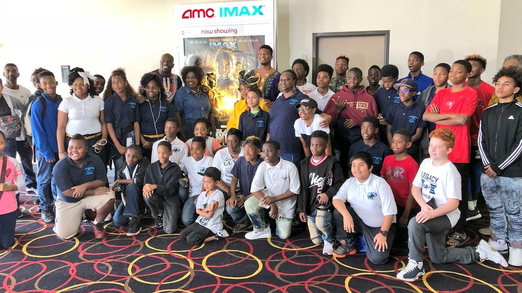 Some MOV members from Woodmont Charter MS and Legacy Prep attended the #BlackPanther movie sponsored by Jameis Winston and Titus O'Neil. Thank you for this experience! #WeAreMOV