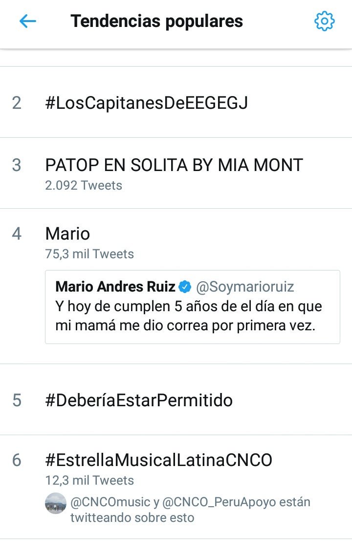 Francesca1923's tweet photo. @CNCOmusic estamos en el N°6 podremos estar en el N° 1 ?? 
#EstrellaMusicalLatinaCNCO 
@CNCOmusic saludos desde Perú 🙏😭💘 https://t.co/nxkruEAWhD