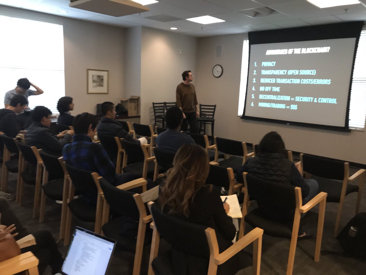 BrettAlpert's tweet photo. Students @StanfordBEAM are learning about Blockchain Management &amp; Cryptocurrency — Employer Panel and Industry Mixer to follow! Thanks to @Jeffitout @LydonLinda @moniquef2014 for putting this employer connection event together! #MeaningfulWork https://t.co/kSU64VwUmb