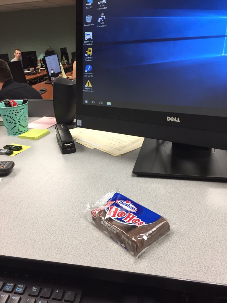 SherlockPhD's tweet photo. For those keeping track, this is week four of #NotAnApple. Today’s student offering: a packet of Ho Hos. https://t.co/eiH2ELWmAG