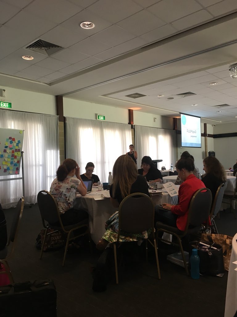 AlishaLeverett's tweet photo. Listening to the lovely @JodiBennett talk about evaluative thinking and the Program Logic Model when planning action research projects. #PESG #PESG_Lead #leadaccreditation @JodiBennett https://t.co/WzE3lvQa28
