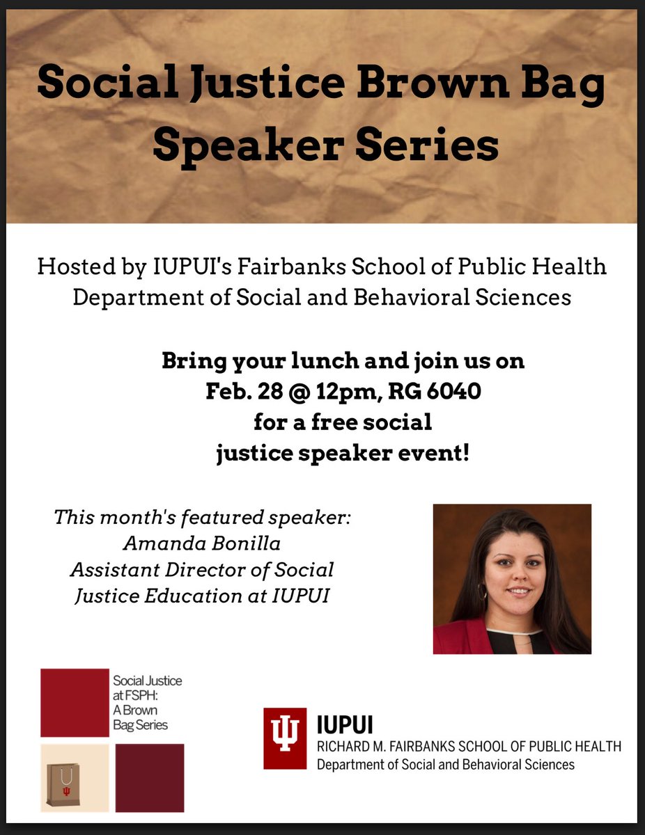 Join us on the 28th for a free social speaker event! Bring your lunch and listen to Amanda Bonilla speak about social justice!