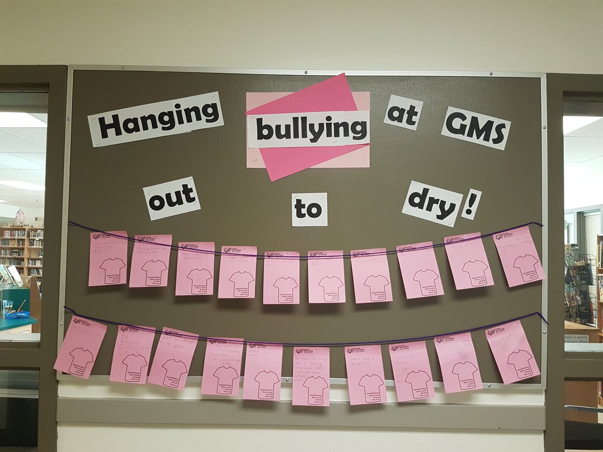 sd61schools's tweet photo. Students at @GMSMavericks are hanging bullying out to dry! Each pink note shares a message of kindness, empathy or inclusion. #PinkShirtDay #PinkitForward https://t.co/RTTBGTOBb0