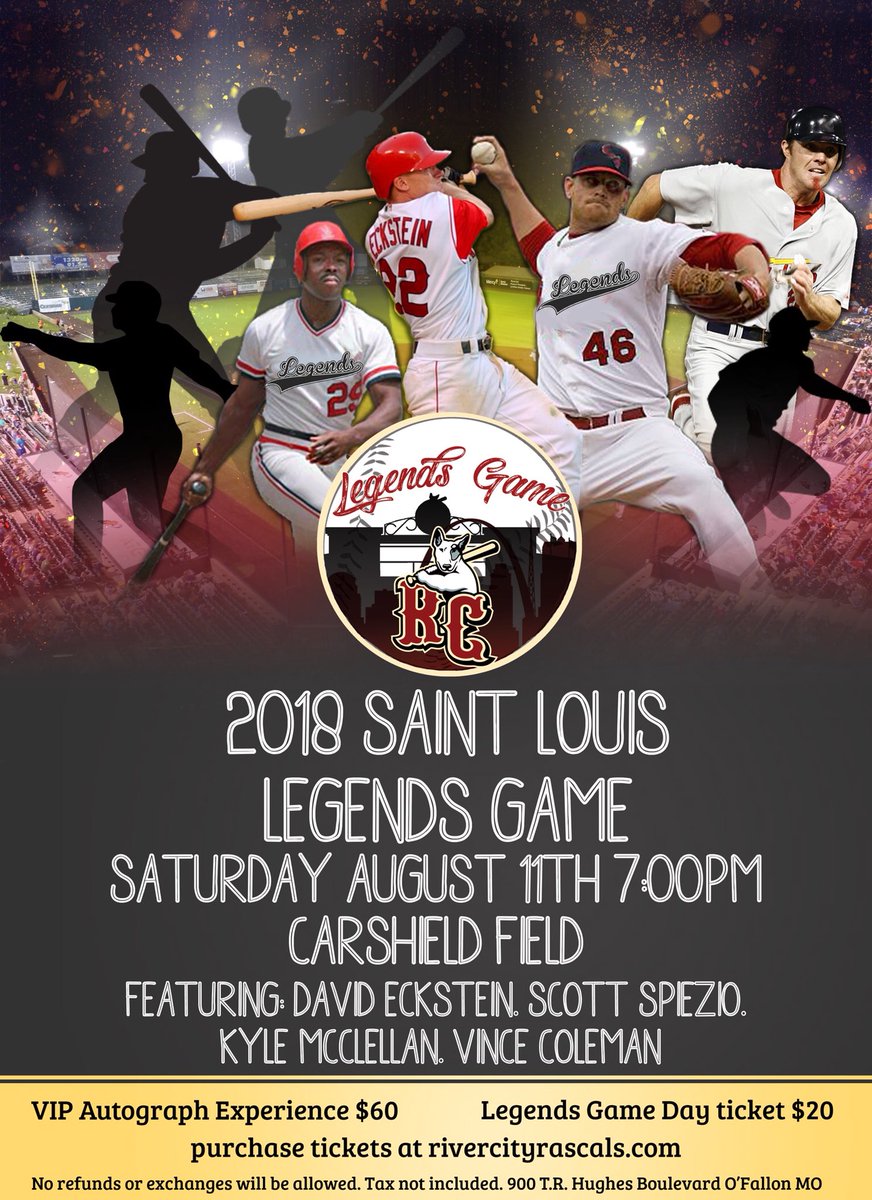 DavidEckstein22's tweet photo. I’m excited to be playing in the @rcrascals STL Legends Game in O’Fallon MO 8/11. Can’t wait to see everyone there! https://t.co/JNyTGgbFqh