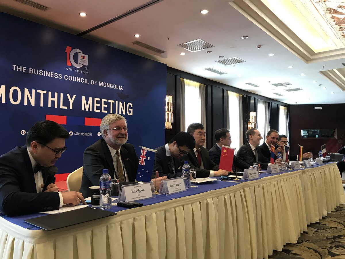 BCM Ambassadors Roundtable starting now... with Ambassadors from Australia 🇦🇺, China 🇨🇳, Czech Republic 🇨🇿, Germany 🇩🇪, Italy 🇮🇹. <a href="/bcmongolia/">Business Council of Mongolia</a> #BCMmonthlymeeting <a href="/AusAmbMongolia/">Leo Zeng 🇦🇺</a> <a href="/jiribr/">Jiri Brodsky 🇨🇿</a> <a href="/StefanDuppel/">Stefan Duppel</a> @AndreaDeFelip