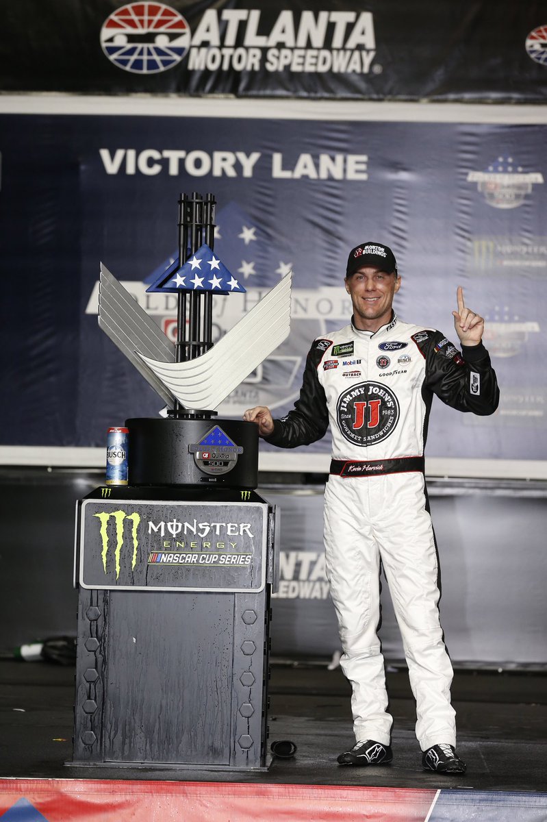 MortonBuildings's tweet photo. Congratulations @KevinHarvick and @StewartHaasRcng on the win at Atlanta! To celebrate, RT &amp; Follow our Twitter account to enter to win a pair of race gloves signed by Kevin, himself! #4thewin #BuildMorton https://t.co/qvYDPsfd0u
