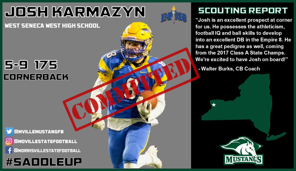 joshkarmazyn's tweet photo. I’m blessed to say for the next 4 years I get to call Morissville State home. Thank you for my friends, family, and teammates who have supported me on this journey. #SaddleUp @MvilleMustangFB https://t.co/4FWewfjFFN