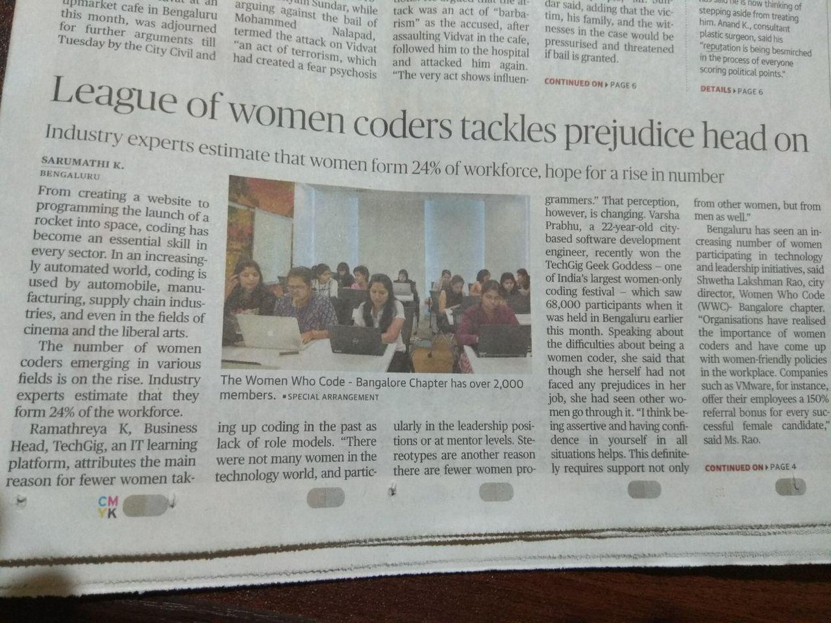 plus530's tweet photo. Good to know about the TechGig Geek Goddess, which appeared on @the_hindu #Bengaluru front page today
#WomenInTech #CodeLikeADiva #TechGigGeekGoddess
Hey @WomenWhoCode, why is @WWCodeBangalore so empty? Is that twitter account no longer used? https://t.co/osg9xaN0tF