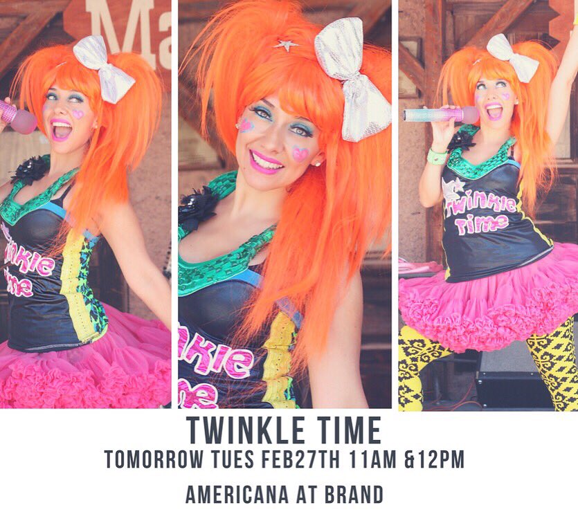 TwinkleTime's tweet photo. Tomorrow Tues Feb 27th I'm gonna be rockin it #twinkletime style @AmericanaBrand 2 #free #kidconcerts 11am&amp;12pm !⭐️⭐️🎤
#kidsmusic #Harajuku #MusicMonday #arts  #educator #recordingartist #twinkle #blogger #momblogger #Kids #toddler #thingstodo  #SoCal #Moms #childrensmusic https://t.co/Xe5plW8hPL