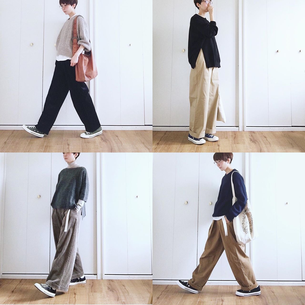 Jiali Digital Twitter પર ショートヘアに合うコーデ ショートヘア ガウチョパンツ 春 セーター デニムパンツ ワイドパンツ トレンチコート チェスターコート スキニー ステンカラー ロングコート コーディネート オフィスコーデ トレンド