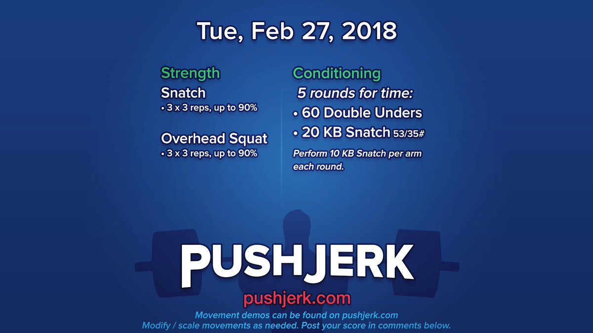PushJerk's tweet photo. Tue, Feb 27, 2018 β’ https://t.co/46IJmcscNo
#garagegym #crossfit #wod #snatch ππ½ββοΈ #ohs ππ» #dubs β° #kbsnatch πΌ https://t.co/aQMTXRDdIg