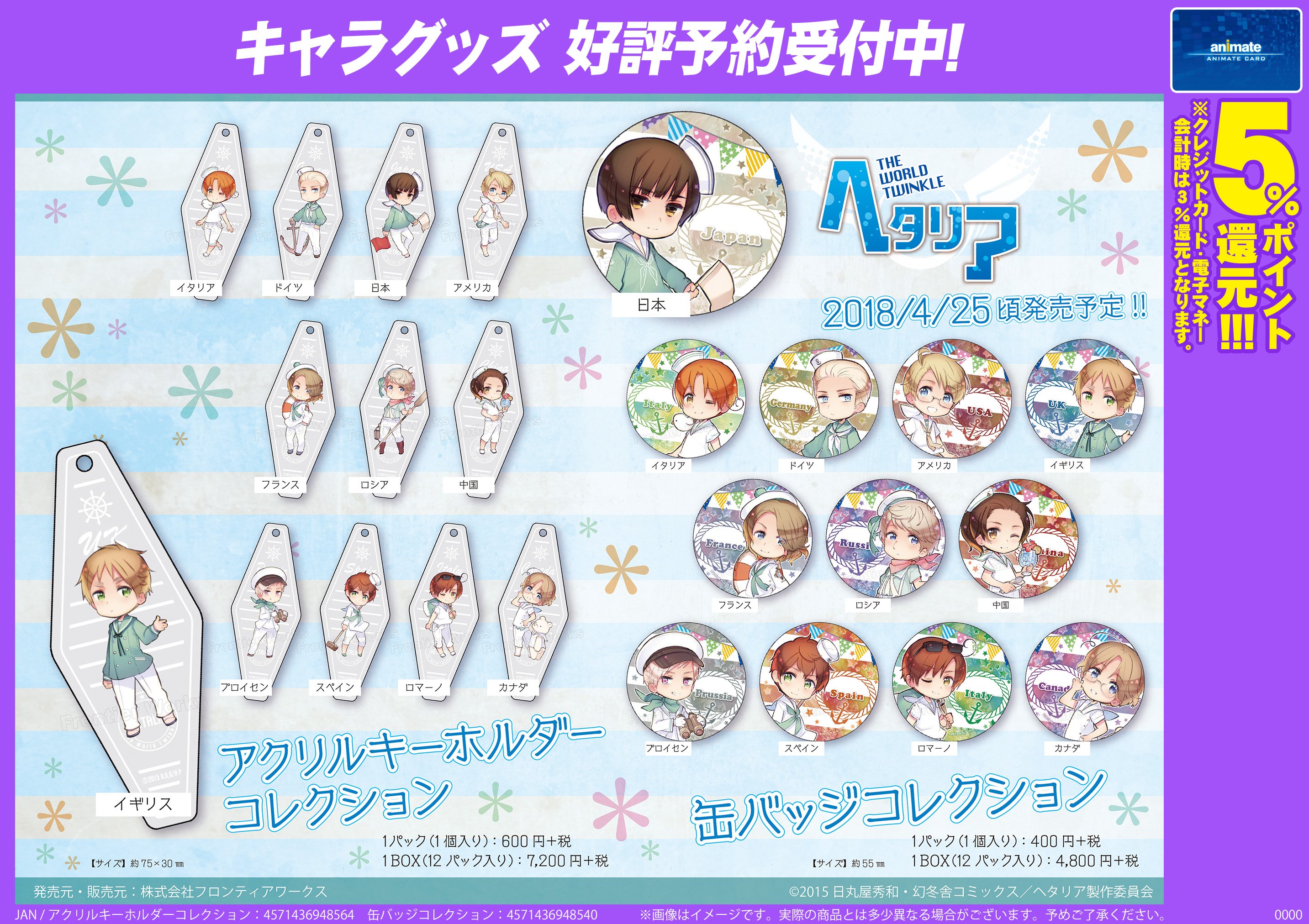 ヘタリア The World Twinkle」 Anime Japan2015缶バッジセット