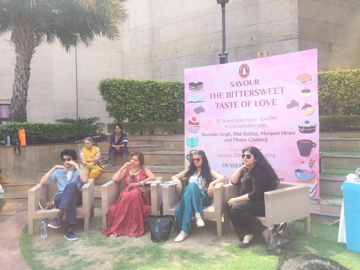 rjstutee's tweet photo. Some pics from the #BittersweetTasteOfLove event at @LBBIndia 's #DessertBazaar2018 where I was in conversation with authors #miniyachatterji #bilalsiddiqui and #manjeethirani ! @PenguinIndia https://t.co/t6UGgKyAuW