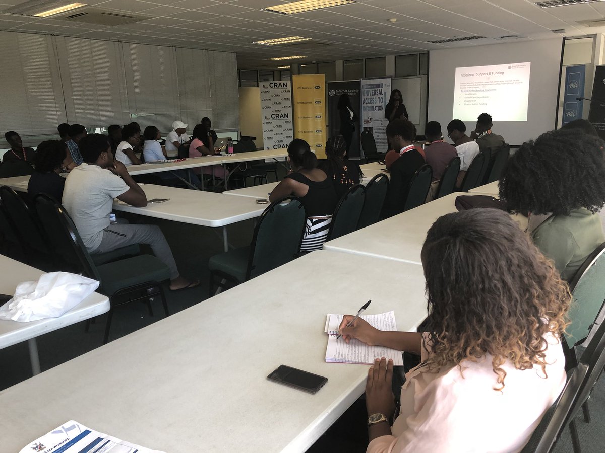 ISOCNamibia's tweet photo. Day 2 #YouthCommNamibia Still full house @OmondiBob started with African Internet Ecosystem @VymalaThuron introduced the #Namibia Youth to @AFRINIC Our own @IamNaambo @Stancia_Shipepe Introduced @internetsociety & @ISOC_Africa 2018 Action Plan & Africa Strategy #YouthCommNamibia https://t.co/AtWFLHrAUY