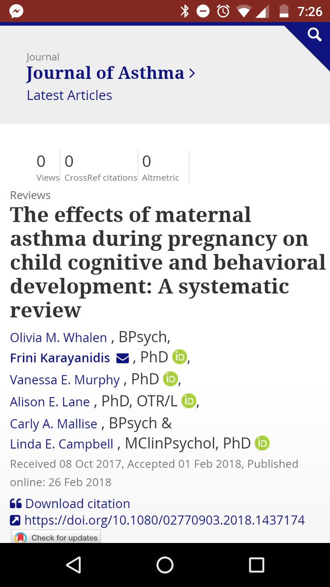 BabymindsUoN's tweet photo. So, so happy for @OliviaMWhalen Her #systematicreview on the effect of #maternalasthma on #infantcognitionandbehaviour is officially published! Read it here: https://t.co/RARltAQBQR https://t.co/vta2225Hei